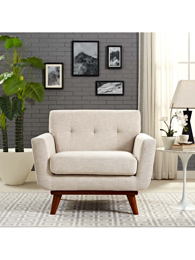 Beige Fabric Armchair