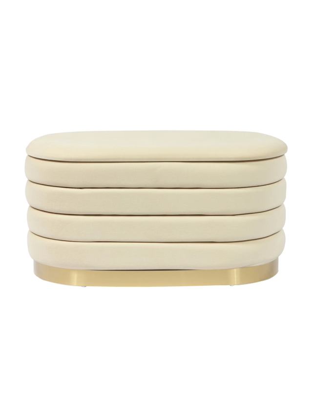 Cream Velvet Storage Bench