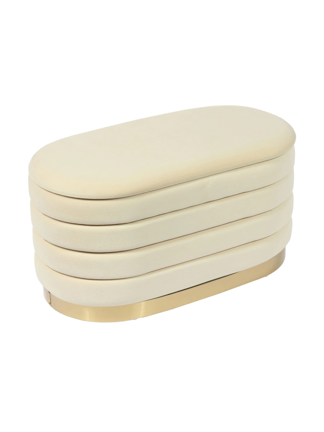 Cream Velvet Storage Bench